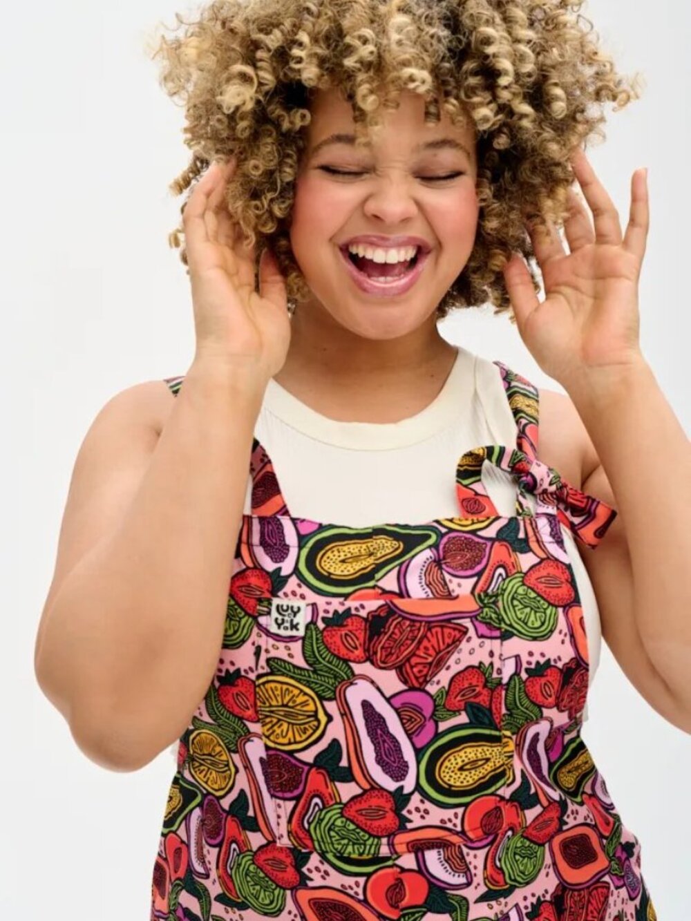Lucy & Yak L.E. Vulvarees Fruit Print Dungarees US 12L / UK 16L